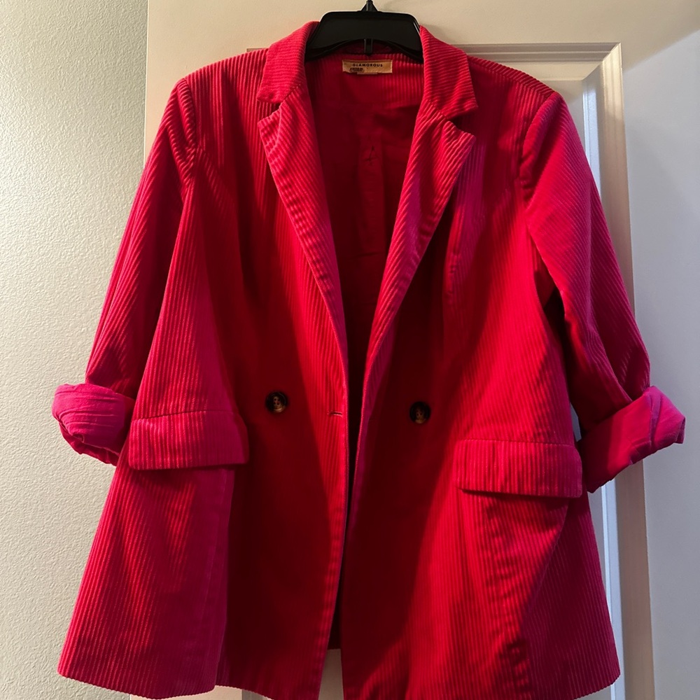 Glamorous Vibrant Pink Corduroy Blazer